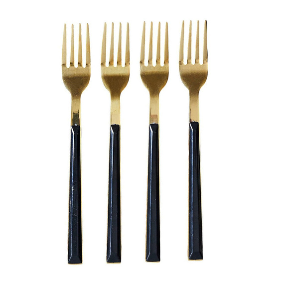 Zestaw 4 widelczyków deserowych           Charlotte złote/czarne