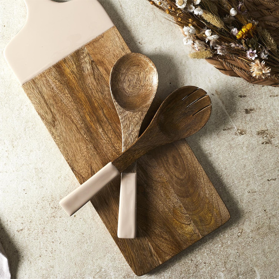 Zestaw sztućców do serwowania Dune        z drewna mango