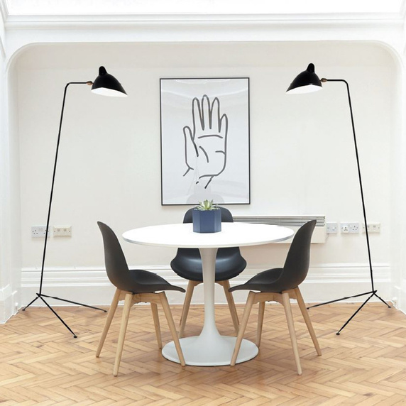 CRANE-F1 - lampa podłogowa metalowa, czarna, 160 cm