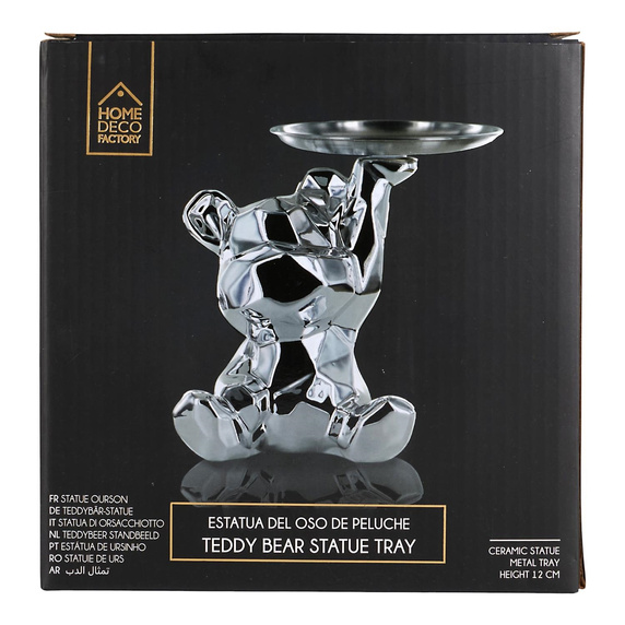 Figurka Miś origami z srebrną tacą        srebrny