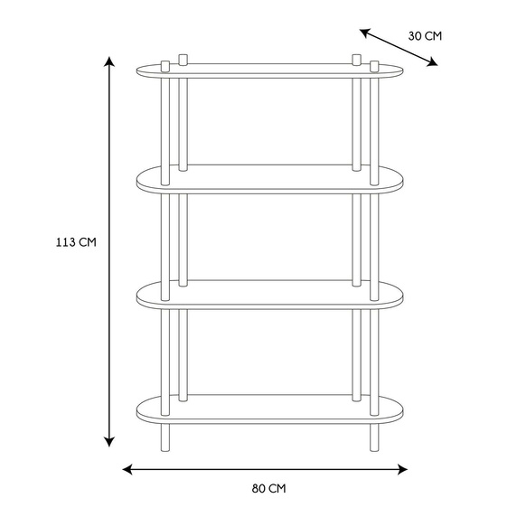 Regał Cobe 4 półki naturalny/czarny