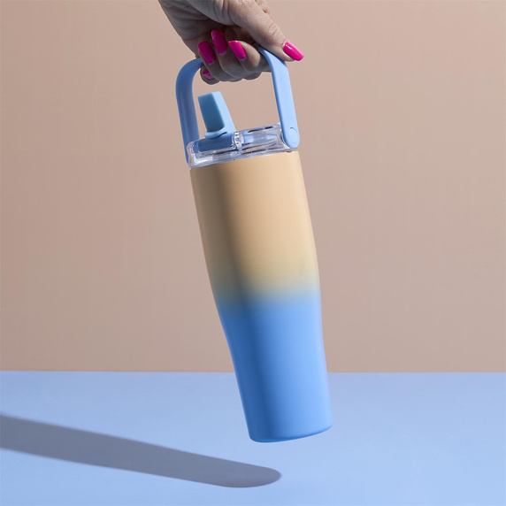 Kubek termiczny New York 900ml            żółto-niebieski