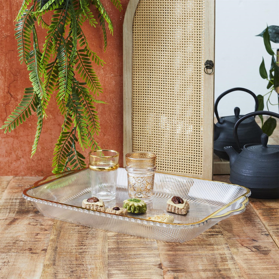 Taca Mirage 41cm złoty brzeg plastikowa