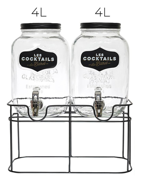 Zestaw 2 słojów na napoje 2x 4L. szklane