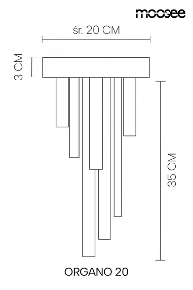 MOOSEE lampa sufitowa / plafon ORGANO 20 złota