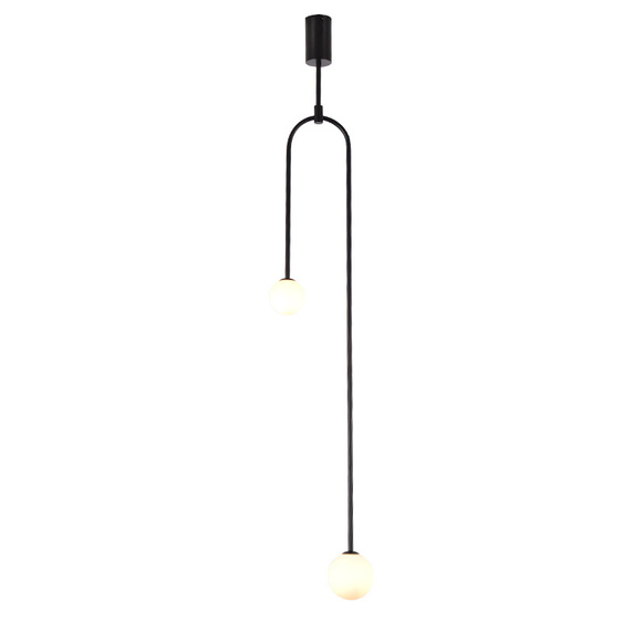Lampa wisząca LOOP czarna 123 cm z białymi kloszami - nowoczesna do salonu