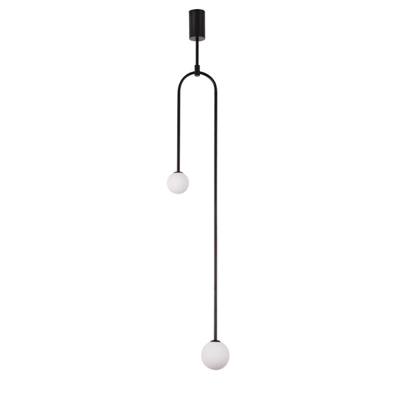 Lampa wisząca LOOP czarna 123 cm z białymi kloszami - nowoczesna do salonu