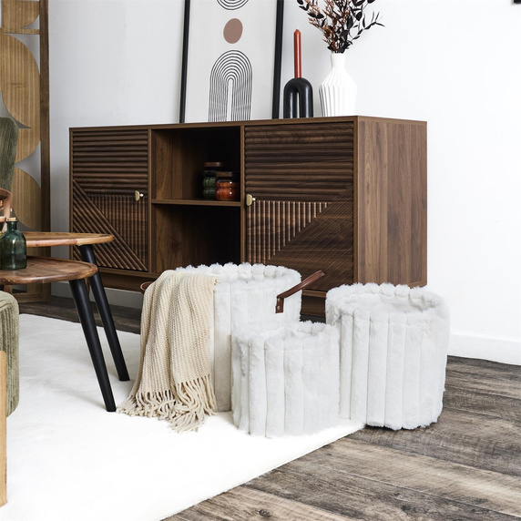 Zestaw 3 koszy tkanina Furry białe