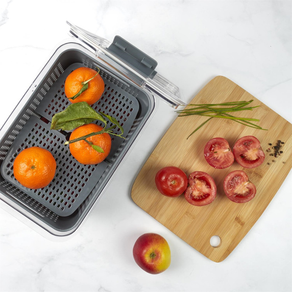 Pojemnik potrójny do przechowywania   w lodówce szary