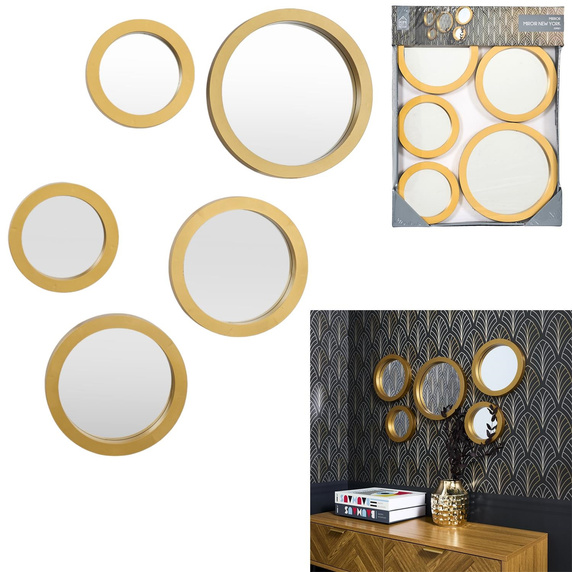 Zestaw 5 luster Gilded okragłe złote