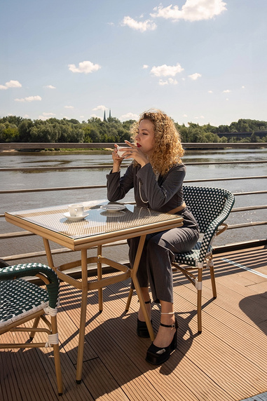 Krzesło ogrodowe CAFE MIRAMAR turkus / morski rattan