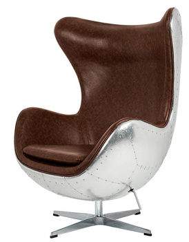 Fotel EGG AVIATOR PU brązowy - ekoskóra,  metal