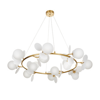 Lampa wisząca CHIC biało złota 105 cm - nowoczesna lampa do salonu