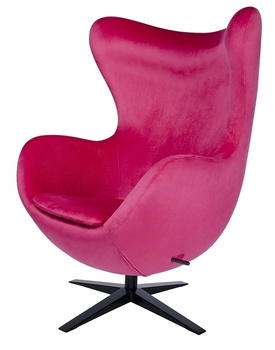 Fotel EGG SZEROKI VELVET BLACK fuksja.33 - welur, podstawa czarna