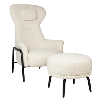 Fotel TEDDY GRAND z podnóżkiem beżowy - stal