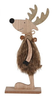 Figurka Renifer brązowy z drewna          patrzący w lewo