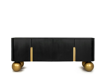 MaMaison szafka RTV ORGANIC czarna /      złota / drewno