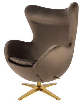 Fotel EGG SZEROKI VELVET GOLD ciemny brąz.81 - welur, podstawa złota
