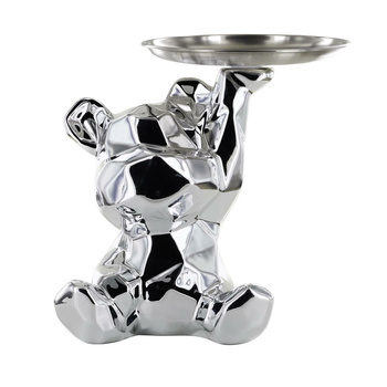 Figurka Miś origami z srebrną tacą        srebrny