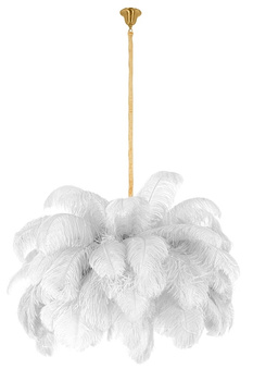 MOOSEE lampa wisząca TIFFANY 135 biała    mosiądz / naturalne pióra