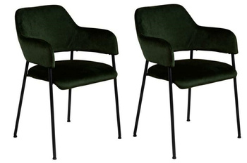 Zestaw 2 krzeseł Lima welurowych          z podłokietnikami zielone