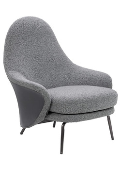 Fotel LOBBY TEDDY szary - stal, opal