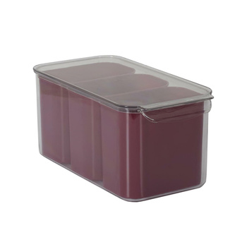 Pojemnik potrójny do przechowywania   w lodówce bordowy