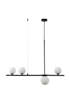 Lampa wisząca MODERNO czarna z białymi kulami 80 cm - do salonu, jadalni i biura
