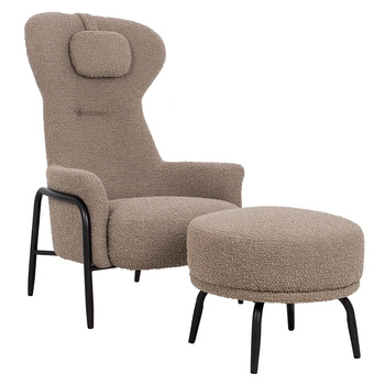 Fotel TEDDY GRAND z podnóżkiem ciemny     brązowy - stal