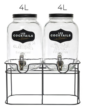 Zestaw 2 słojów na napoje 2x 4L. szklane