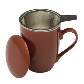 Kubek Mira pomarańczowy z zaparzaczem     i pokrywką